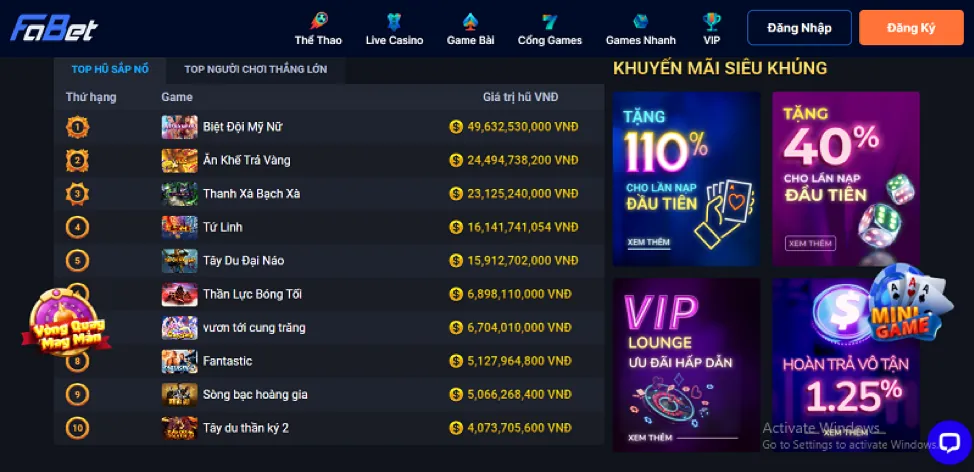 Ưu đãi đặc biệt cho trò chơi slot, bắn cá và đá gà tại 6789c6